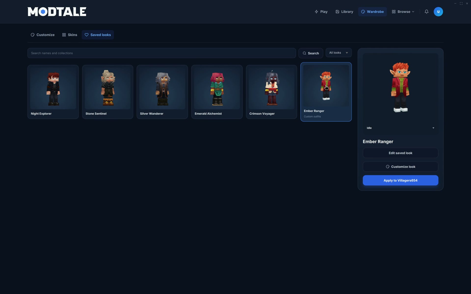 Customizing a popular skin and saving the finished outfit in the wardrobe